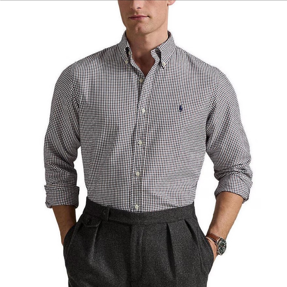 Ralph Lauren Black and White Checkered Dress Shirt XL GUC